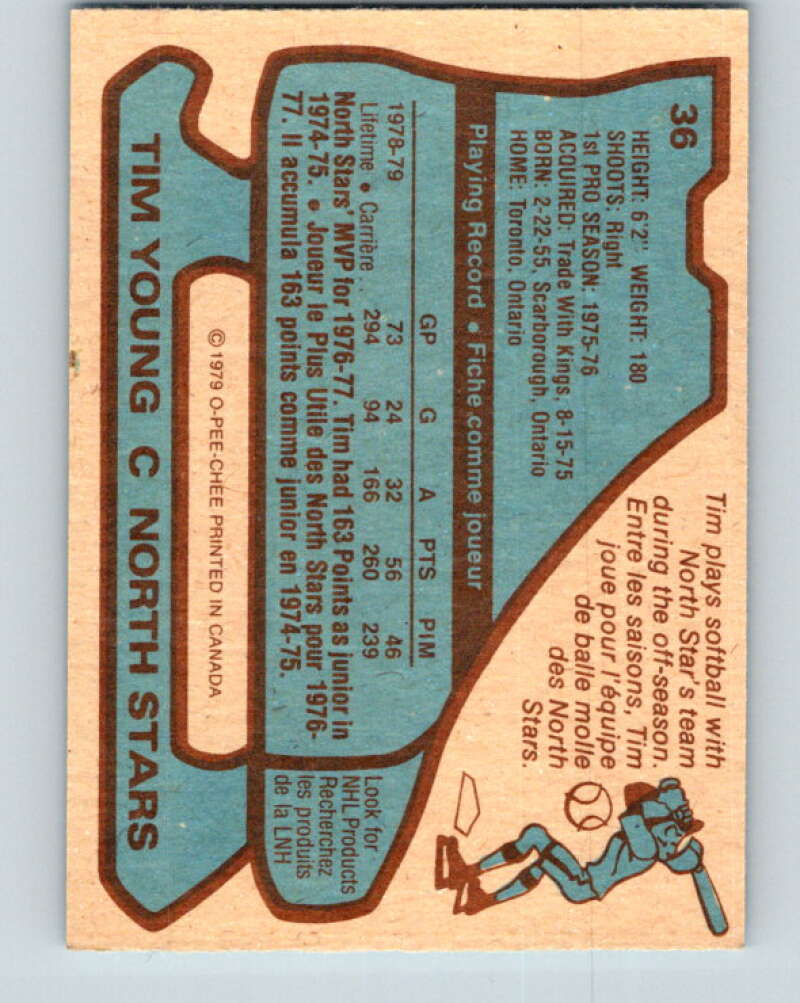 1979-80 O-Pee-Chee #36 Tim Young  Minnesota North Stars  V17064