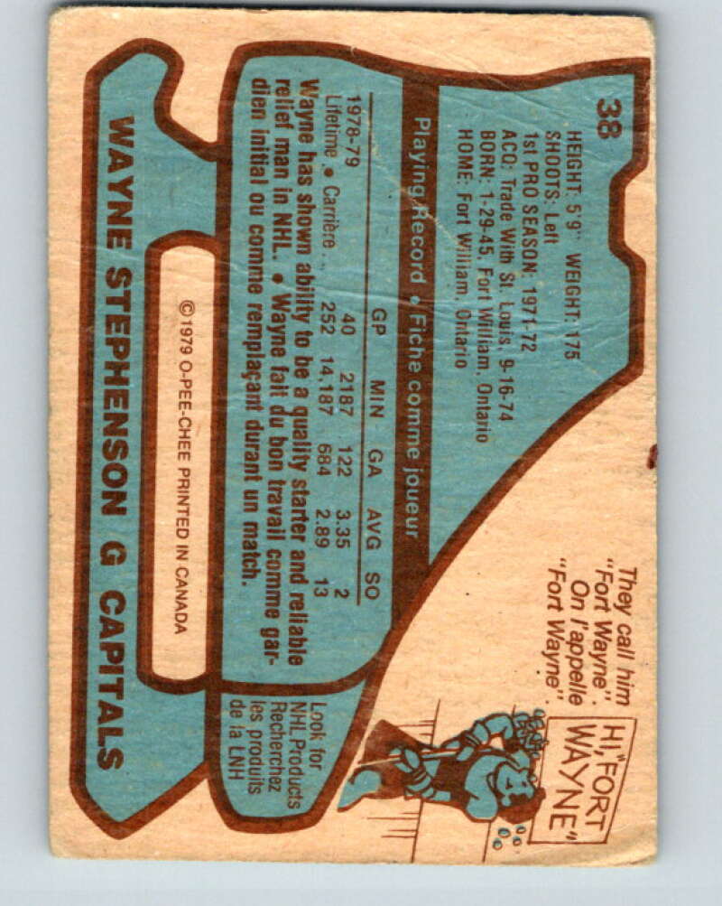 1979-80 O-Pee-Chee #38 Wayne Stephenson  Washington Capitals  V17085