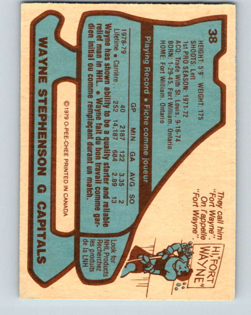 1979-80 O-Pee-Chee #38 Wayne Stephenson  Washington Capitals  V17086