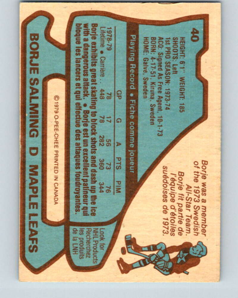 1979-80 O-Pee-Chee #40 Borje Salming AS  Toronto Maple Leafs  V17101