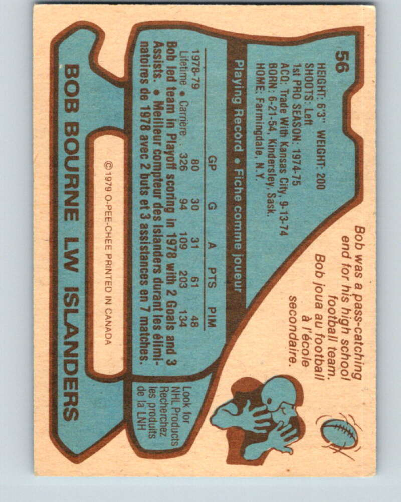 1979-80 O-Pee-Chee #56 Bob Bourne  New York Islanders  V17246