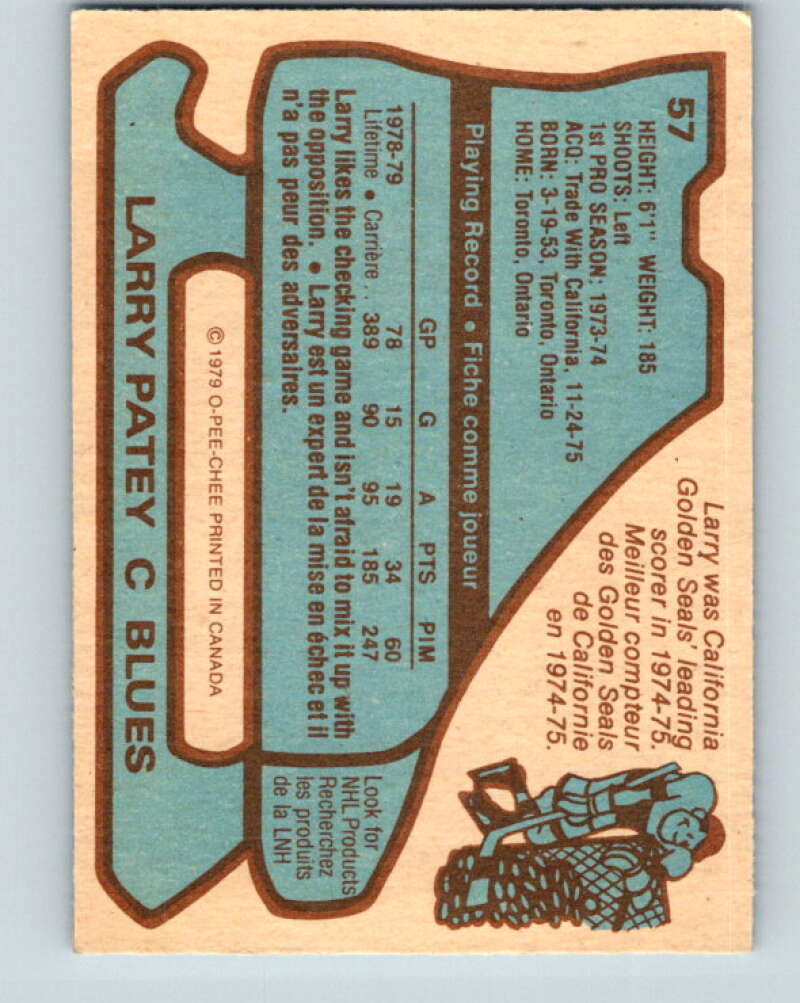 1979-80 O-Pee-Chee #57 Larry Patey  St. Louis Blues  V17255