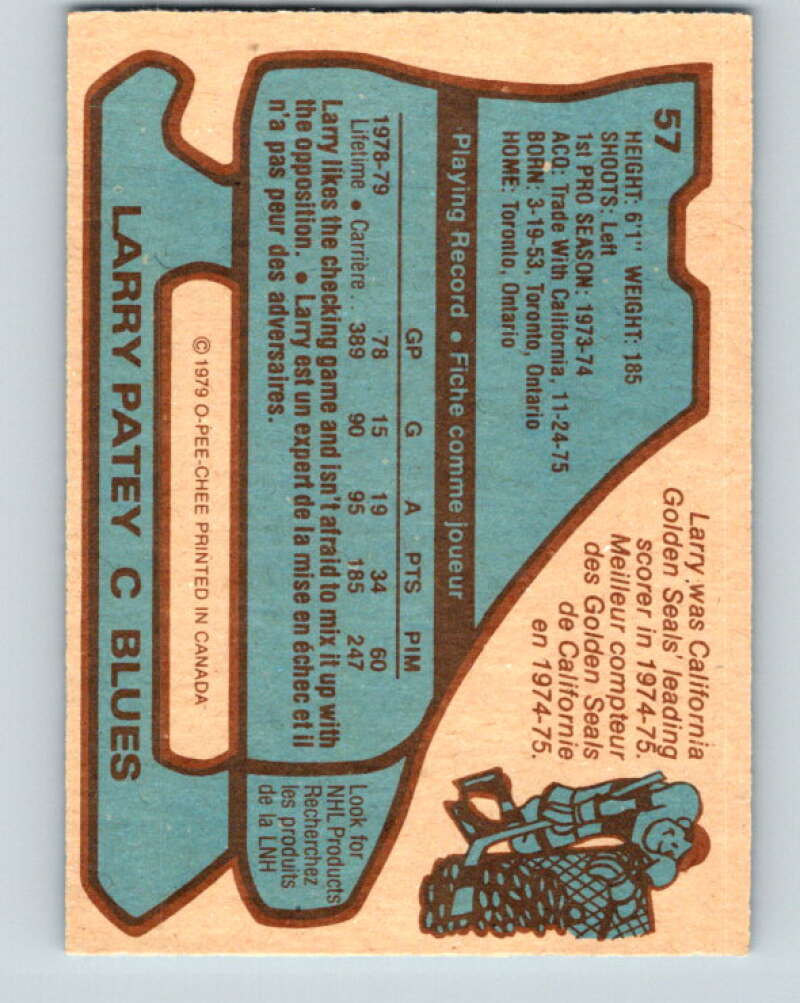 1979-80 O-Pee-Chee #57 Larry Patey  St. Louis Blues  V17256