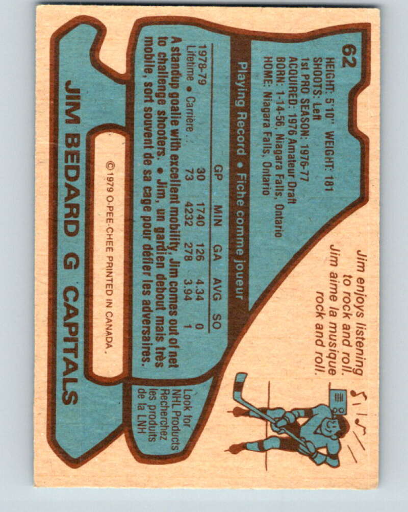 1979-80 O-Pee-Chee #62 Jim Bedard  Washington Capitals  V17308