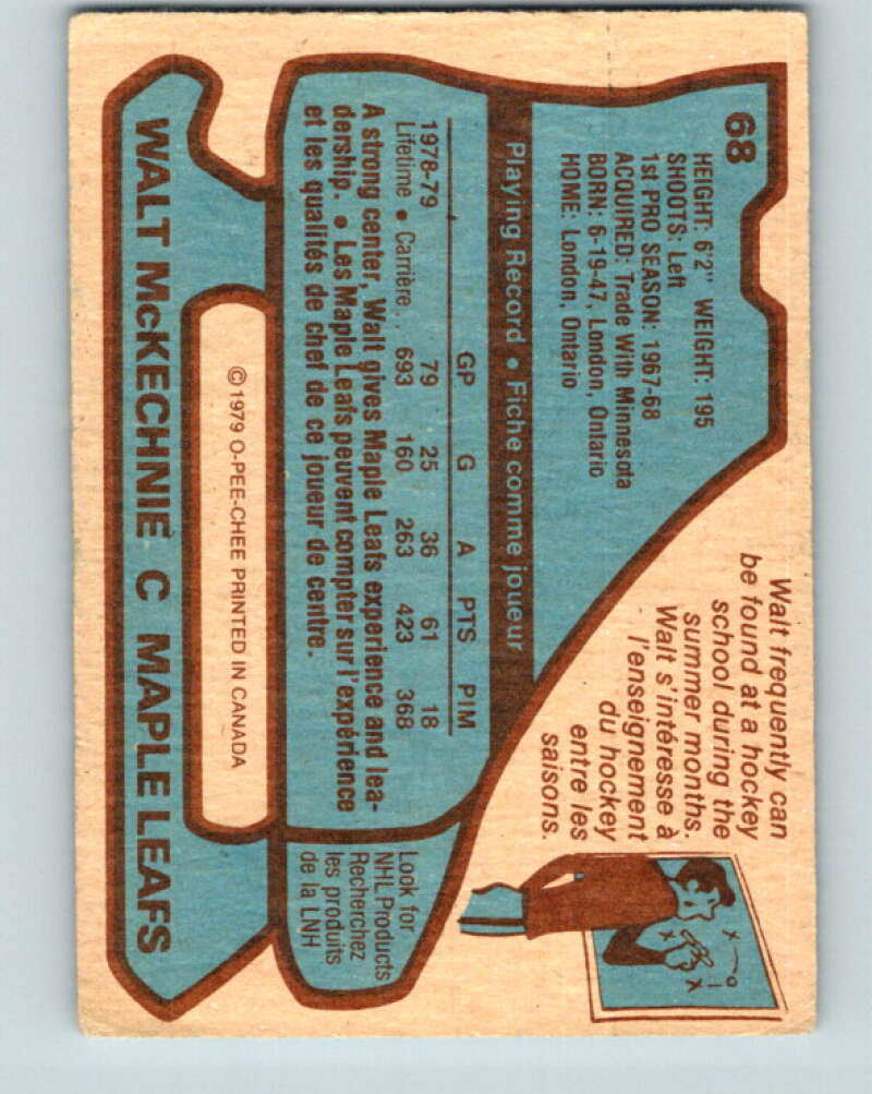 1979-80 O-Pee-Chee #68 Walt McKechnie  Toronto Maple Leafs  V17366
