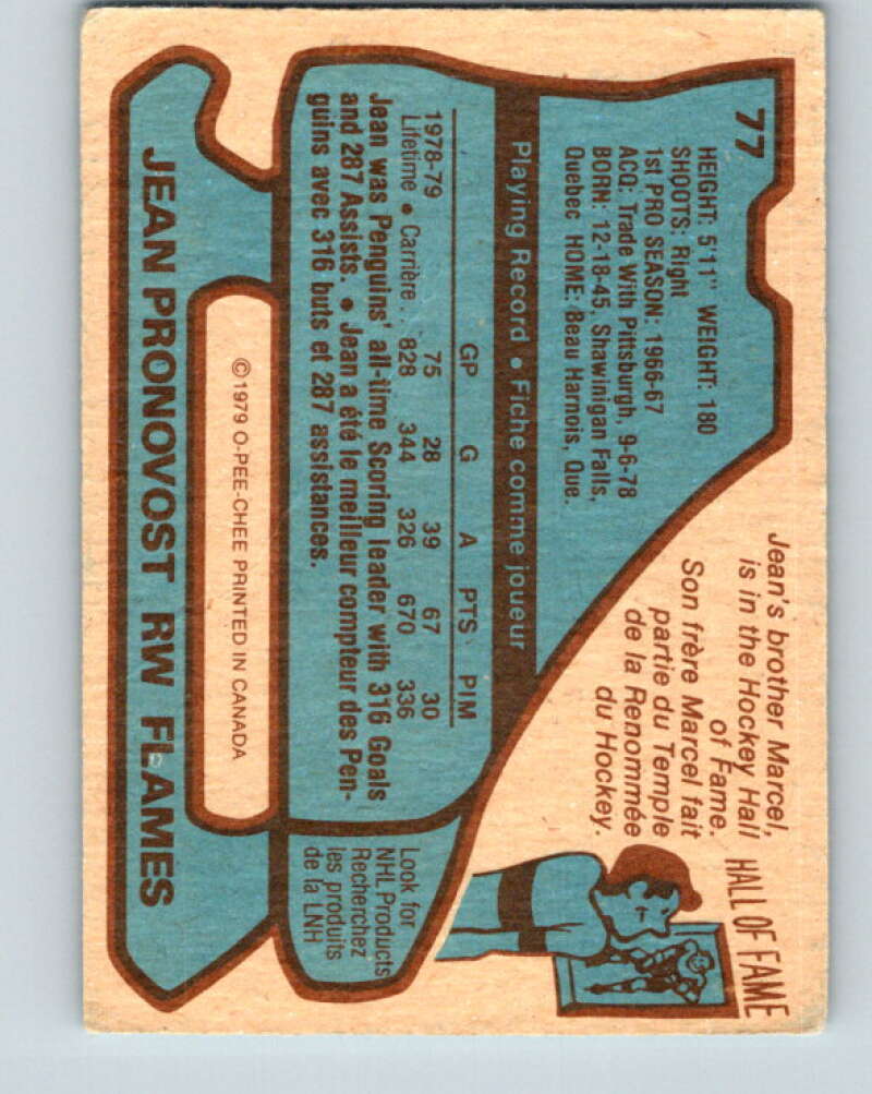 1979-80 O-Pee-Chee #77 Jean Pronovost  Atlanta Flames  V17425