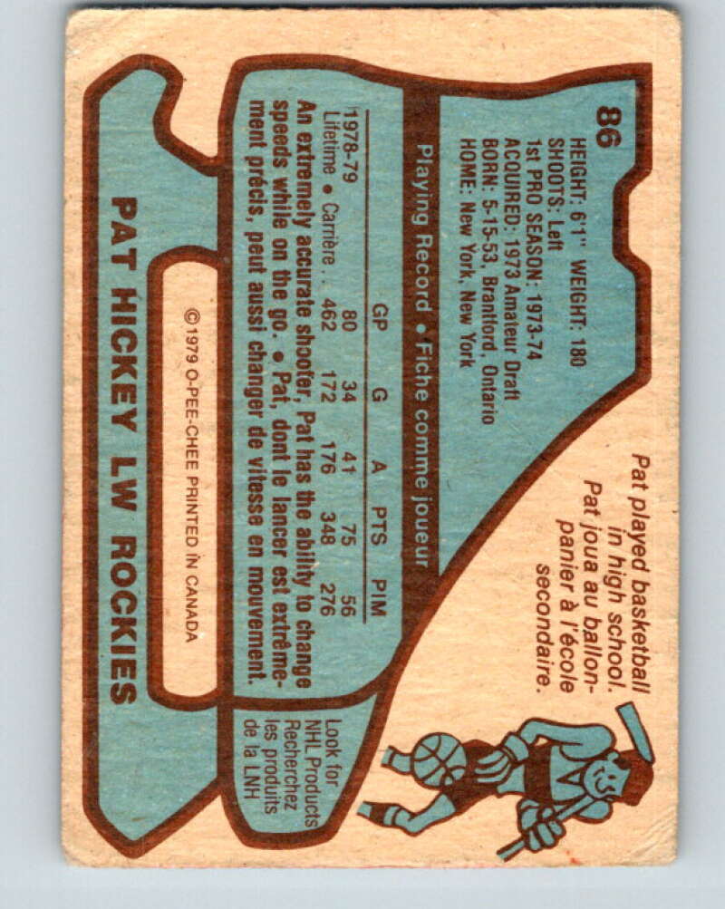 1979-80 O-Pee-Chee #86 Pat Hickey  Colorado Rockies  V17508