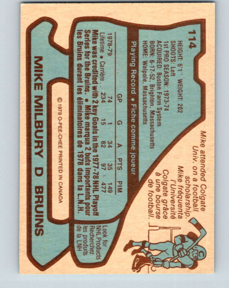 1979-80 O-Pee-Chee #114 Mike Milbury  Boston Bruins  V17760