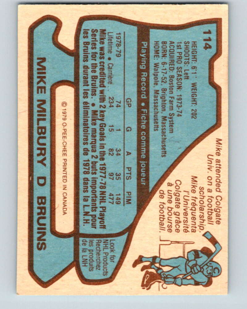 1979-80 O-Pee-Chee #114 Mike Milbury  Boston Bruins  V17763