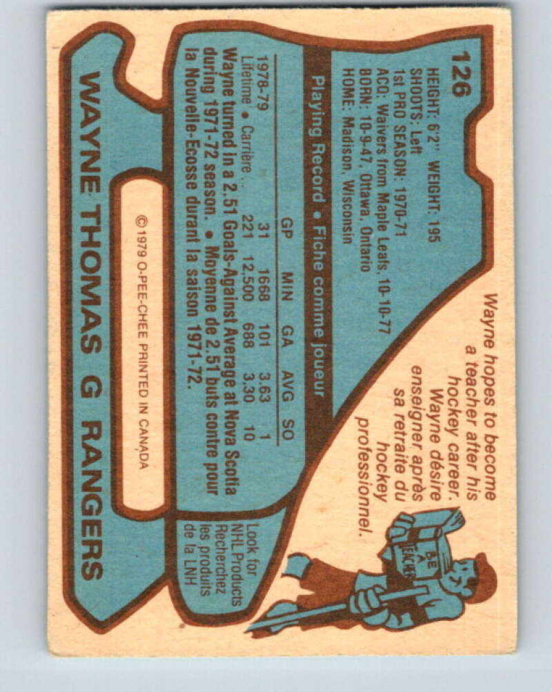 1979-80 O-Pee-Chee #126 Wayne Thomas  New York Rangers  V17875