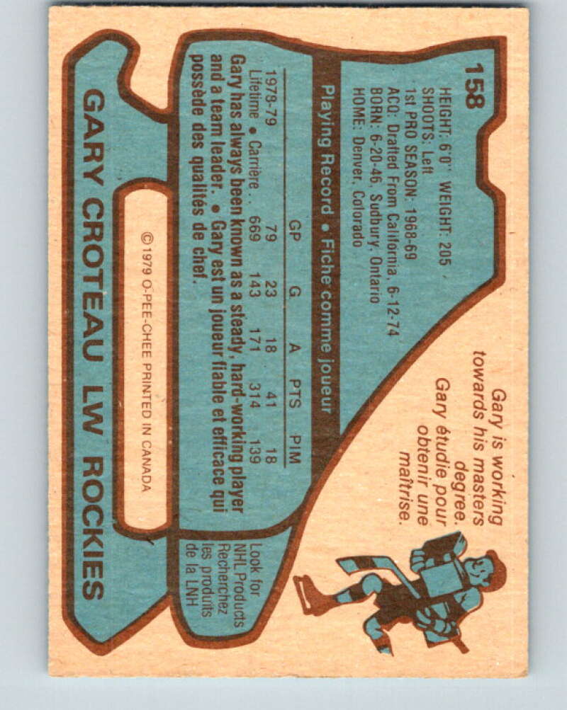 1979-80 O-Pee-Chee #158 Gary Croteau  Colorado Rockies  V18168