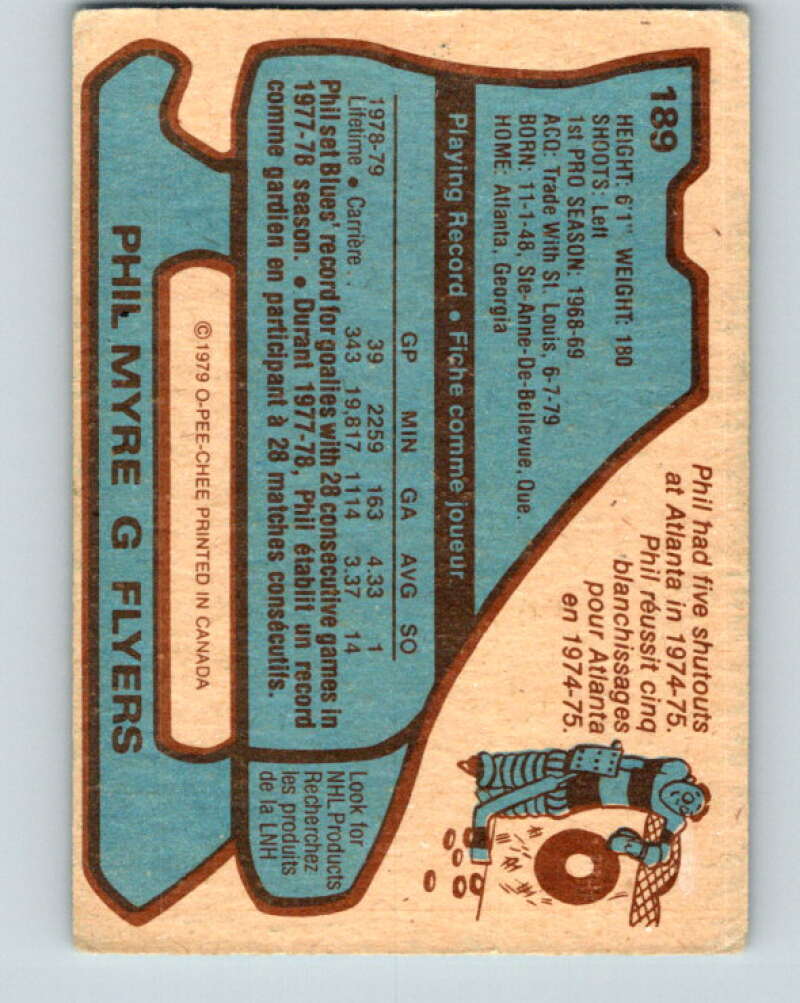 1979-80 O-Pee-Chee #189 Phil Myre  Philadelphia Flyers  V18500