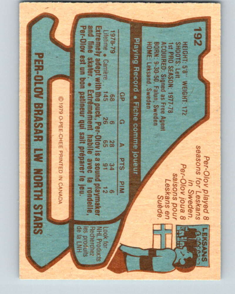1979-80 O-Pee-Chee #192 Per-Olov Brasar  Minnesota North Stars  V18524