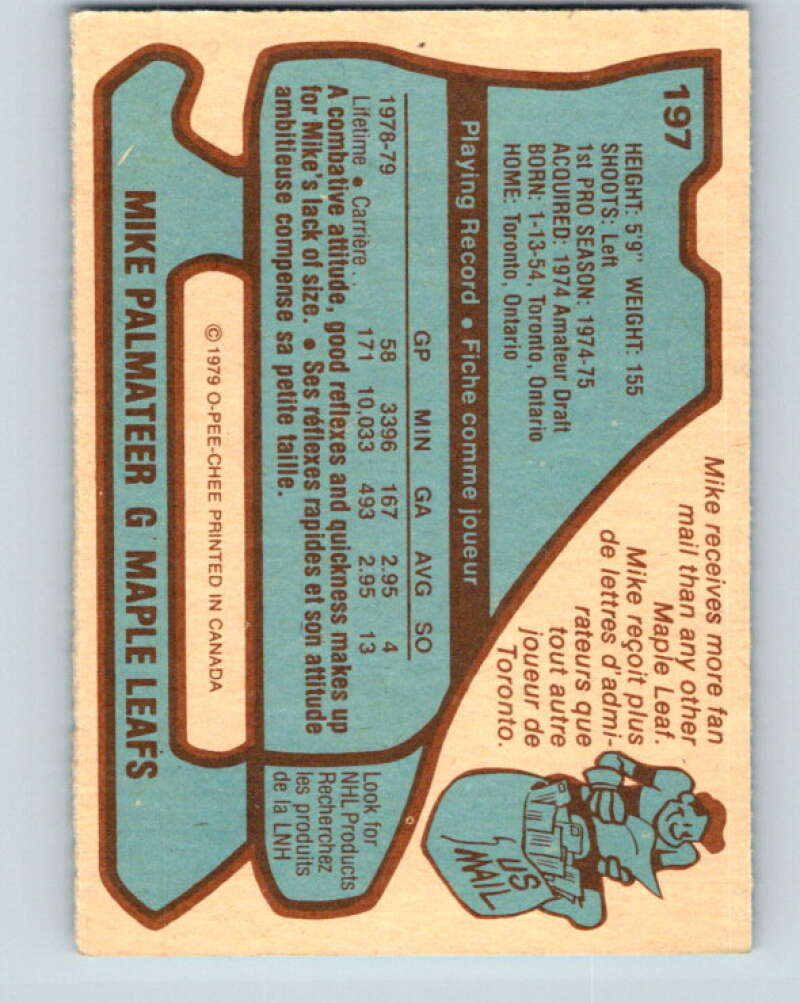1979-80 O-Pee-Chee #197 Mike Palmateer  Toronto Maple Leafs  V18576