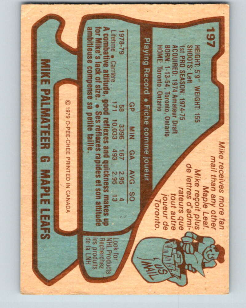 1979-80 O-Pee-Chee #197 Mike Palmateer  Toronto Maple Leafs  V18583