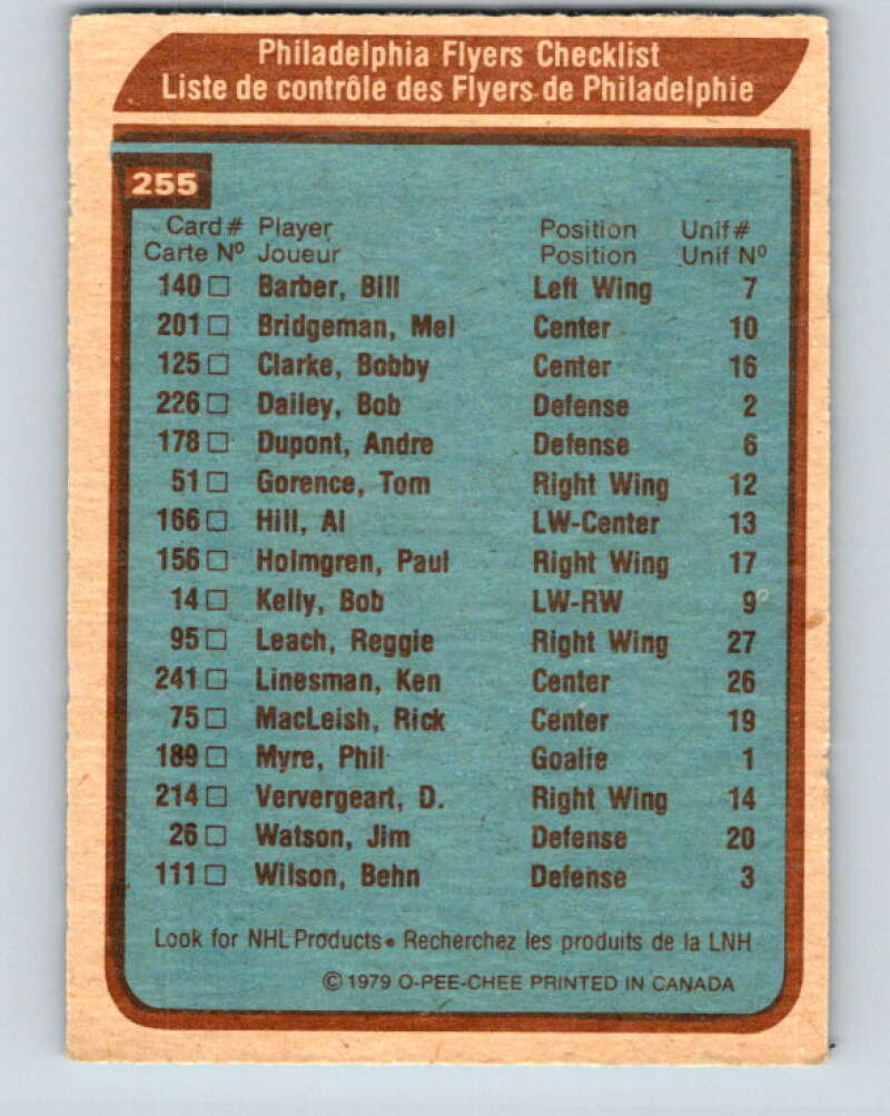 1979-80 O-Pee-Chee #255 Flyers Team CL  Philadelphia Flyers  V19206