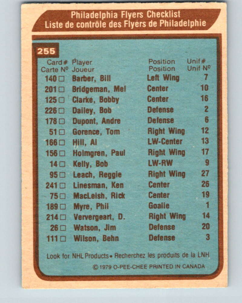 1979-80 O-Pee-Chee #255 Flyers Team CL  Philadelphia Flyers  V19207