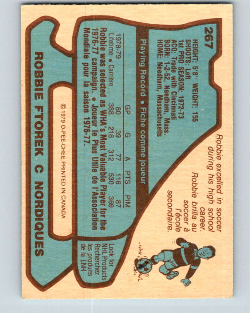 1979-80 O-Pee-Chee #267 Robbie Ftorek  Quebec Nordiques  V19317