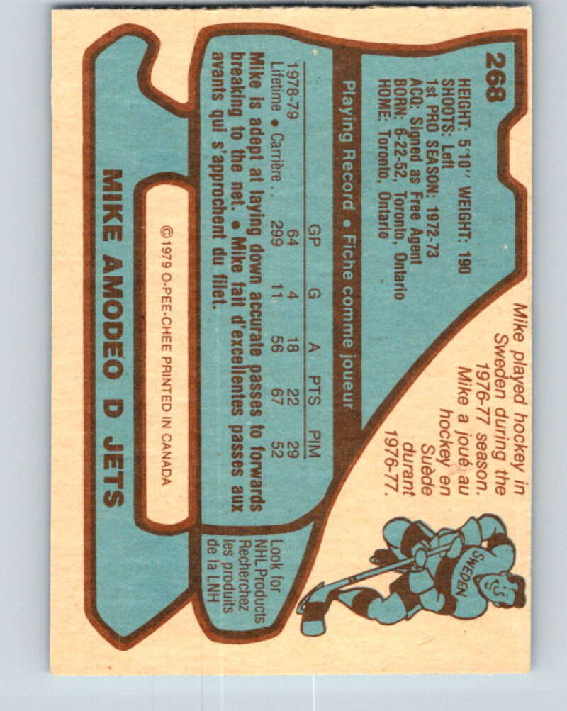 1979-80 O-Pee-Chee #268 Mike Amodeo  Winnipeg Jets  V19322