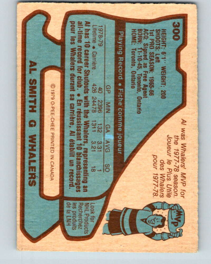 1979-80 O-Pee-Chee #300 Al Smith  Hartford Whalers  V19625