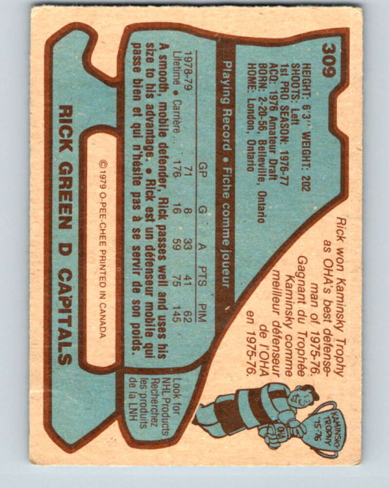1979-80 O-Pee-Chee #309 Rick Green  Washington Capitals  V19725