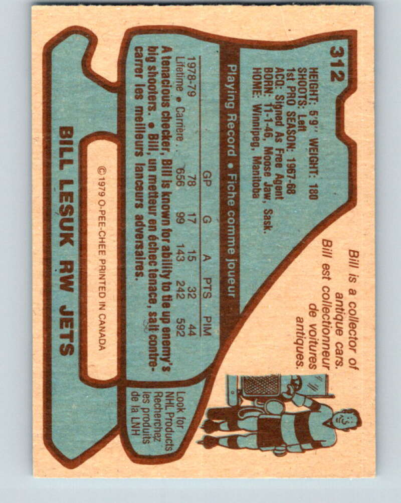 1979-80 O-Pee-Chee #312 Bill Lesuk  Winnipeg Jets  V19748