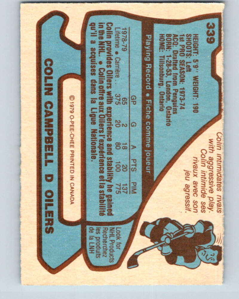 1979-80 O-Pee-Chee #339 Colin Campbell  Edmonton Oilers  V20205