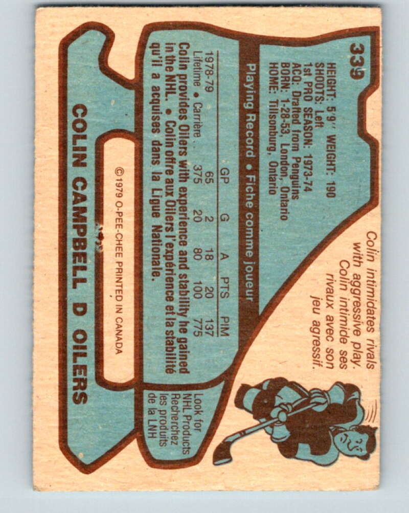 1979-80 O-Pee-Chee #339 Colin Campbell  Edmonton Oilers  V20212