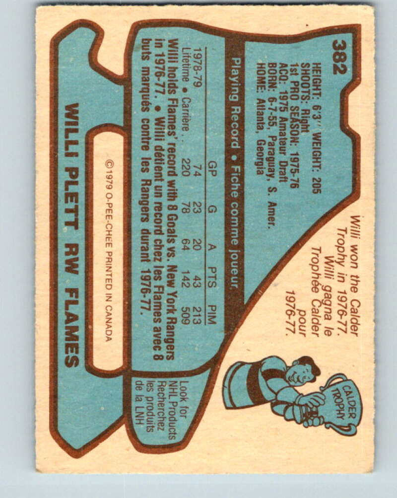 1979-80 O-Pee-Chee #382 Willi Plett  Atlanta Flames  V20631