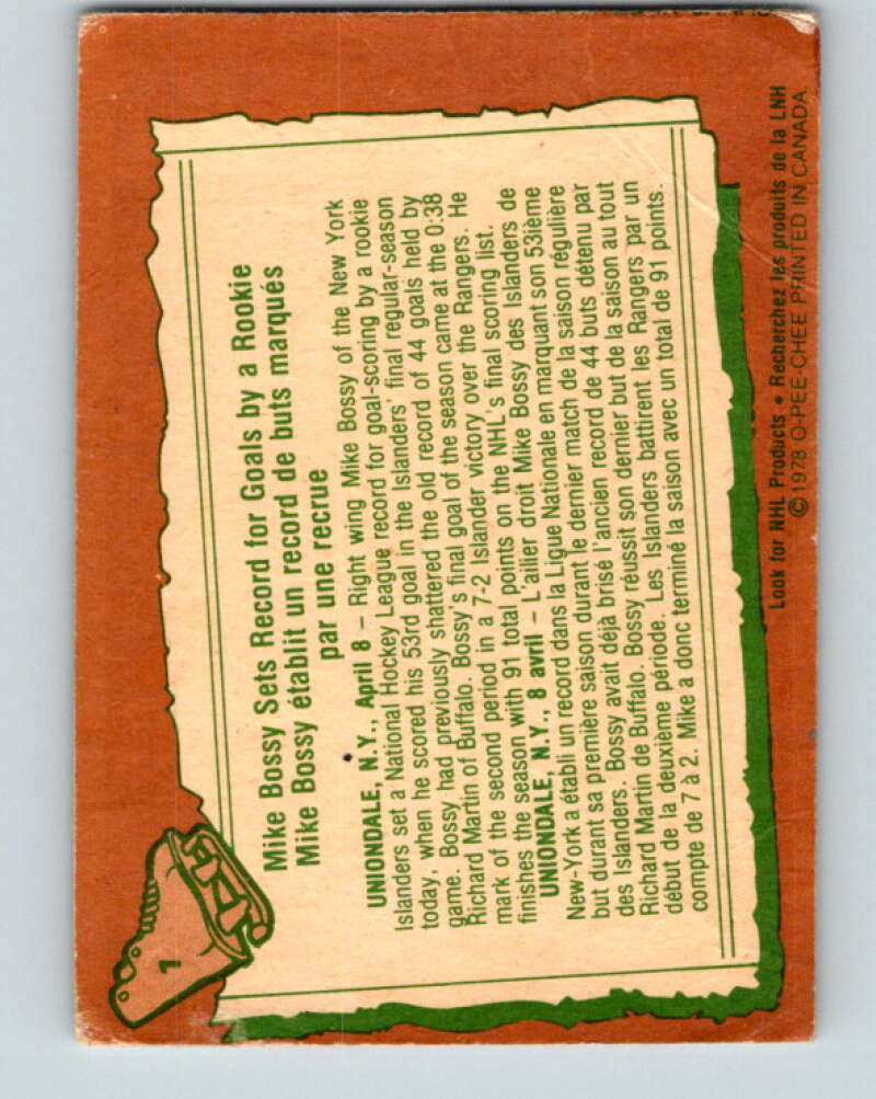 1978-79 O-Pee-Chee #1 Mike Bossy  New York Islanders  V20776