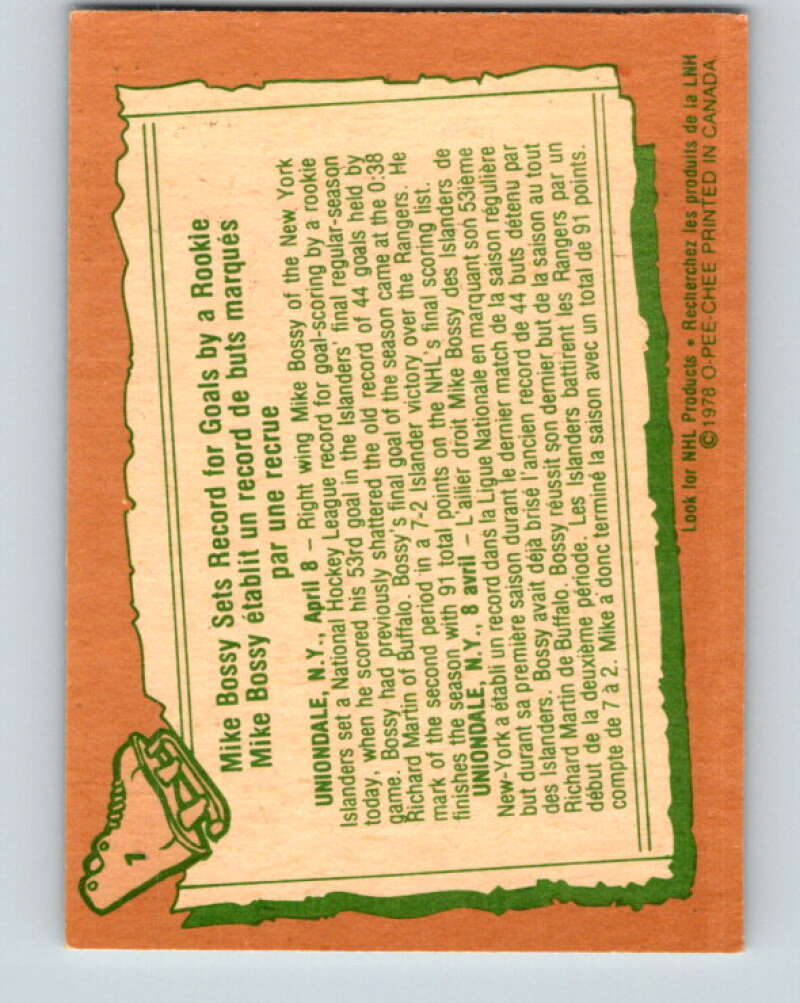 1978-79 O-Pee-Chee #1 Mike Bossy  New York Islanders  V20781