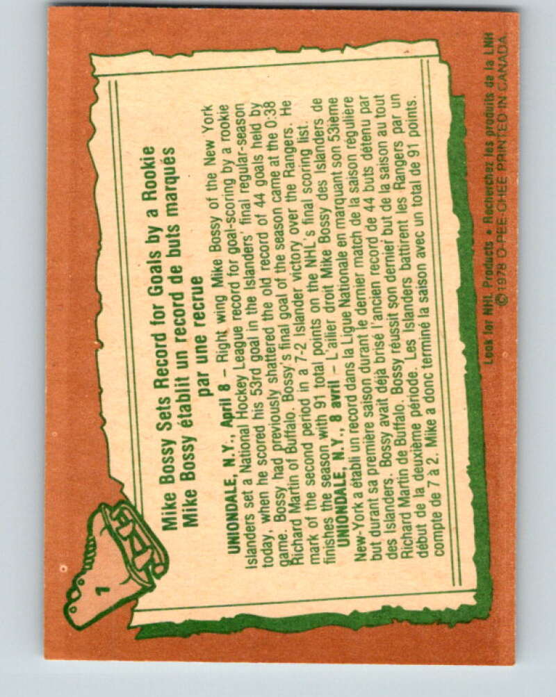 1978-79 O-Pee-Chee #1 Mike Bossy  New York Islanders  V20787