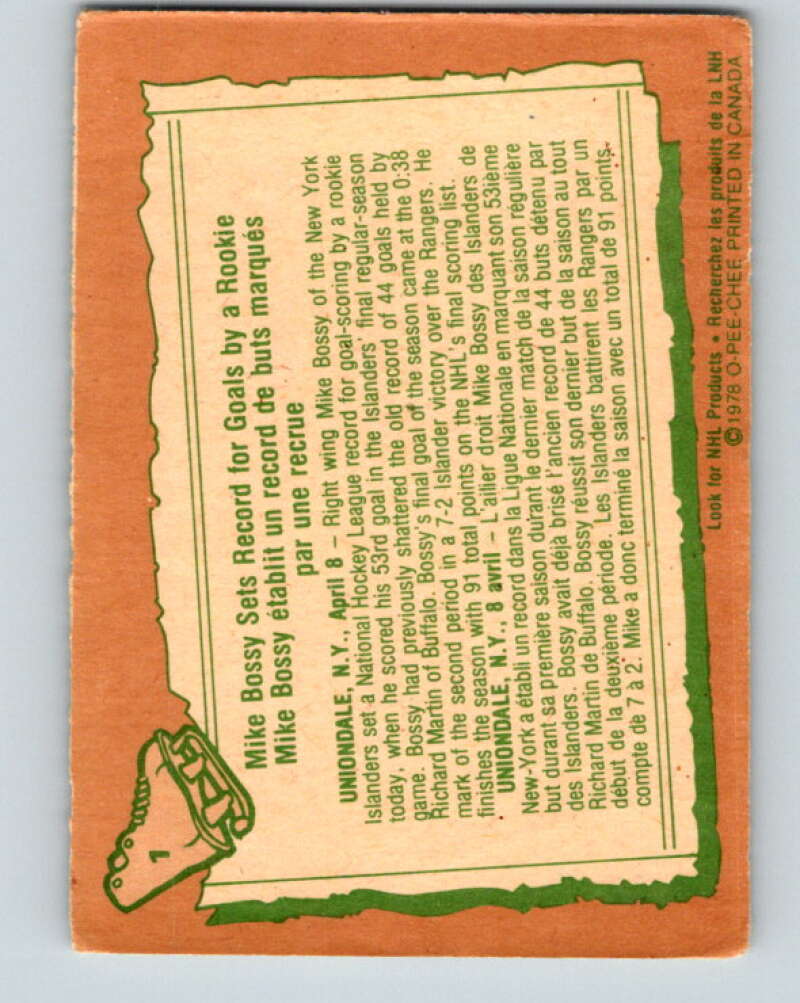 1978-79 O-Pee-Chee #1 Mike Bossy  New York Islanders  V20789