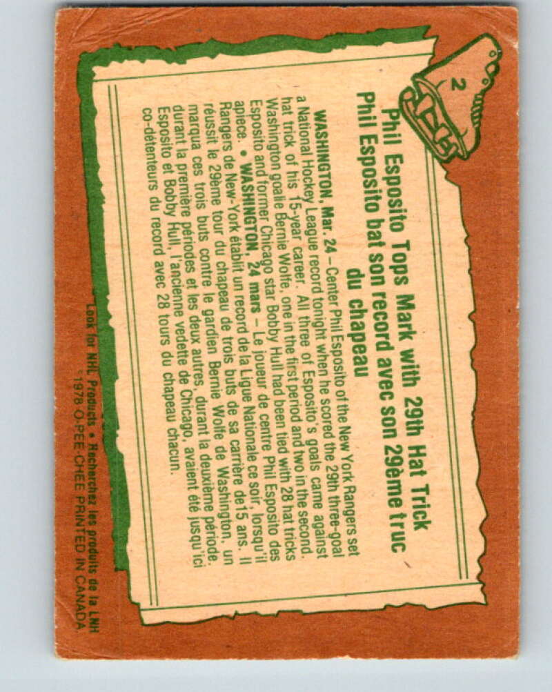 1978-79 O-Pee-Chee #2 Phil Esposito  New York Rangers  V20793