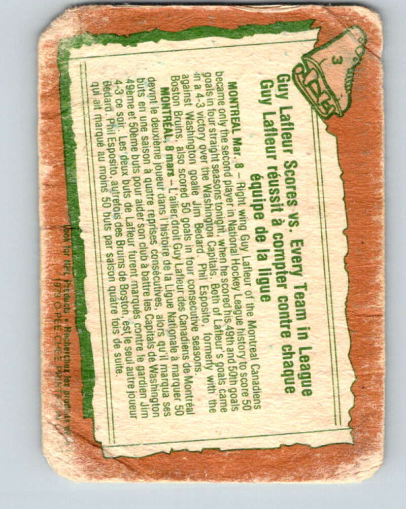 1978-79 O-Pee-Chee #3 Guy Lafleur  Montreal Canadiens  V20804