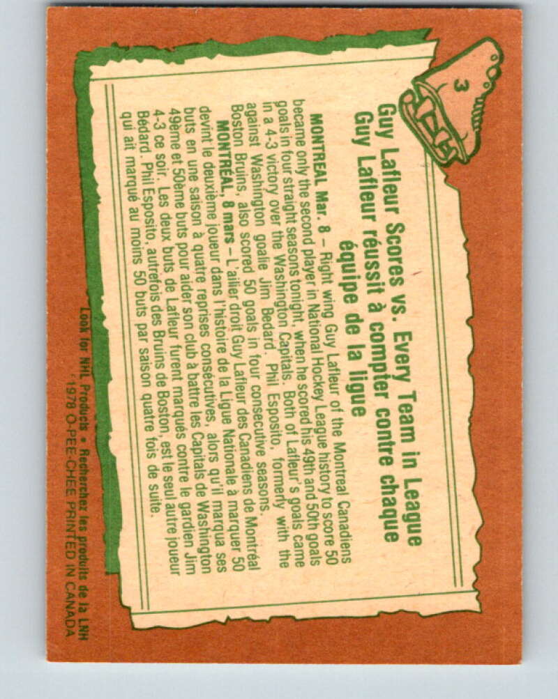 1978-79 O-Pee-Chee #3 Guy Lafleur  Montreal Canadiens  V20807