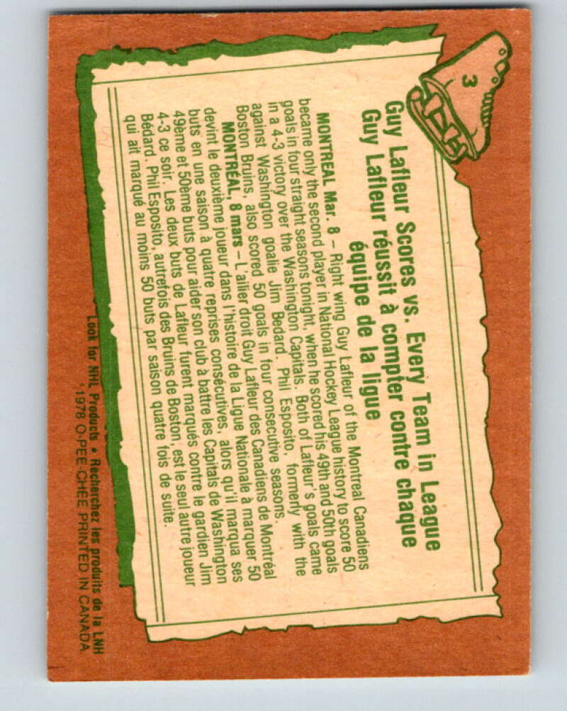 1978-79 O-Pee-Chee #3 Guy Lafleur  Montreal Canadiens  V20809