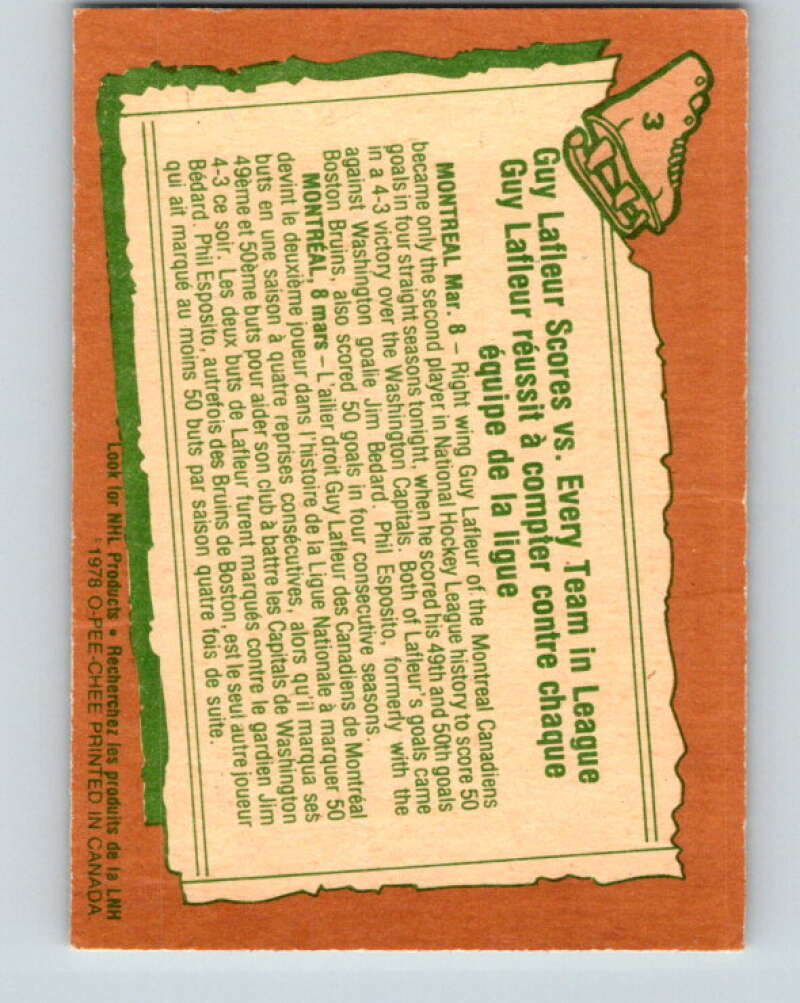 1978-79 O-Pee-Chee #3 Guy Lafleur  Montreal Canadiens  V20811