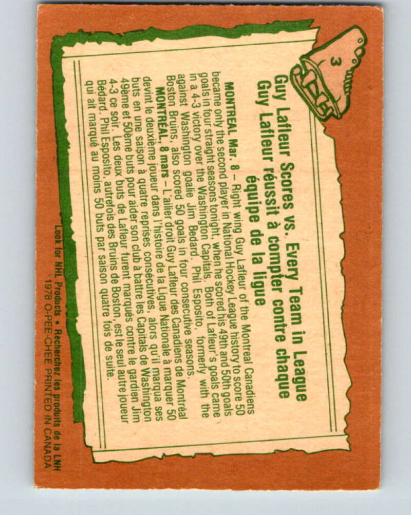 1978-79 O-Pee-Chee #3 Guy Lafleur  Montreal Canadiens  V20812