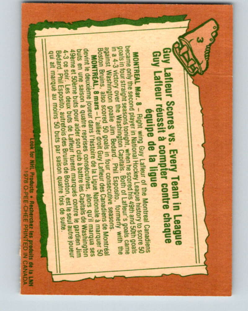 1978-79 O-Pee-Chee #3 Guy Lafleur  Montreal Canadiens  V20813