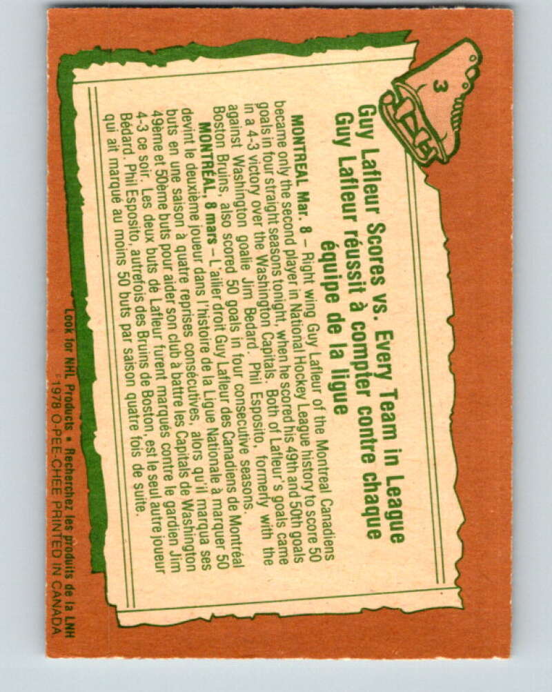 1978-79 O-Pee-Chee #3 Guy Lafleur  Montreal Canadiens  V20814