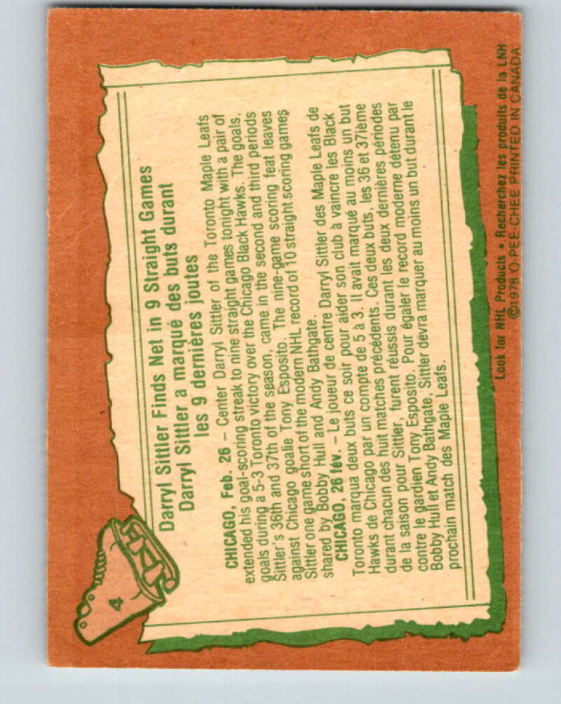 1978-79 O-Pee-Chee #4 Darryl Sittler  Toronto Maple Leafs  V20830