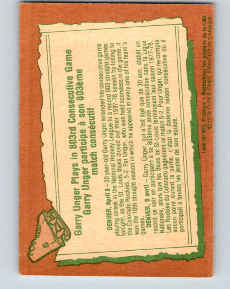 1978-79 O-Pee-Chee #5 Garry Unger  St. Louis Blues  V20837