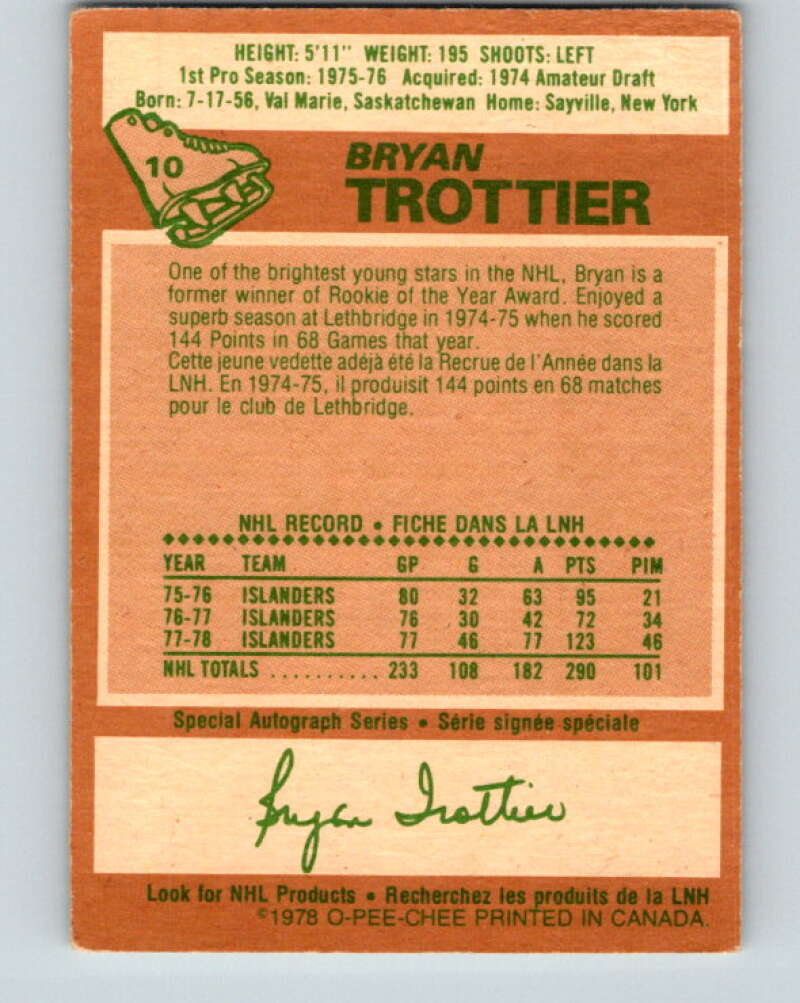 1978-79 O-Pee-Chee #10 Bryan Trottier AS  New York Islanders  V20908
