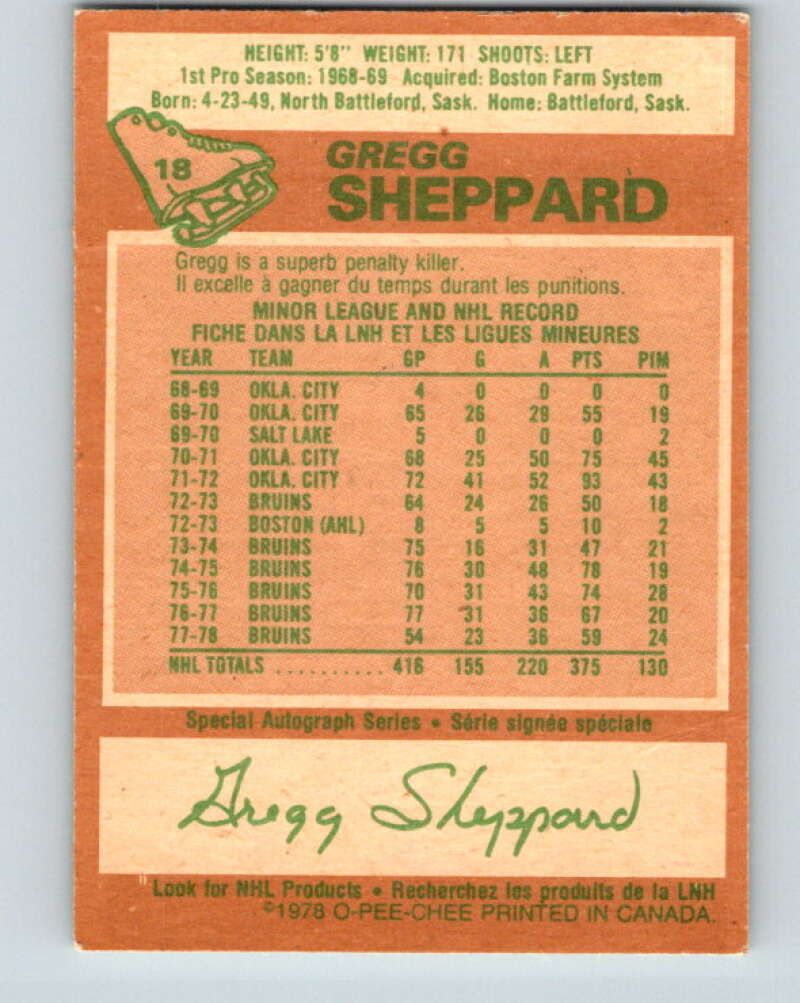 1978-79 O-Pee-Chee #18 Gregg Sheppard  Pittsburgh Penguins  V21014