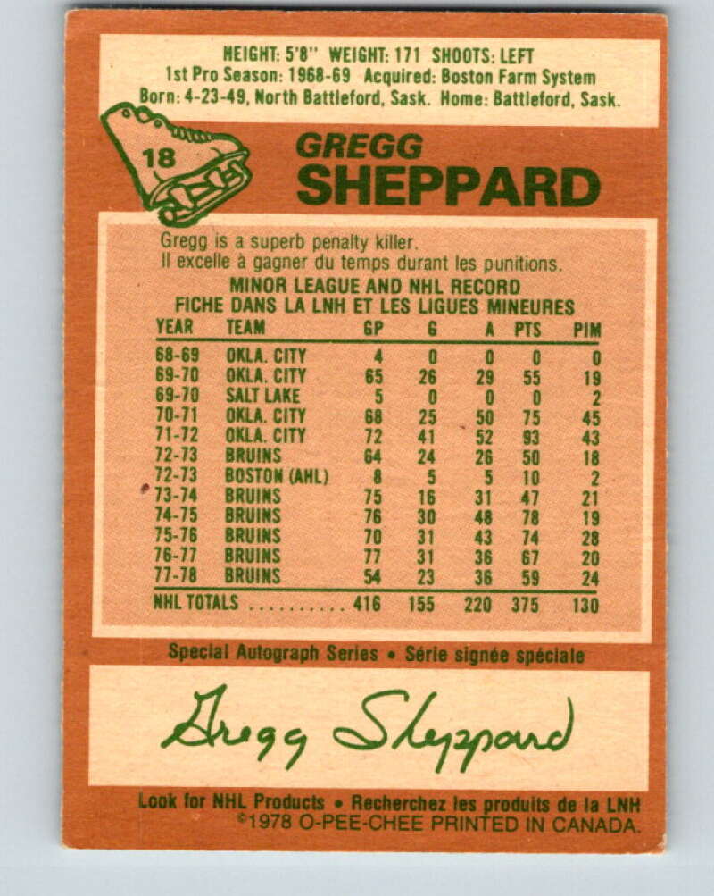 1978-79 O-Pee-Chee #18 Gregg Sheppard  Pittsburgh Penguins  V21019