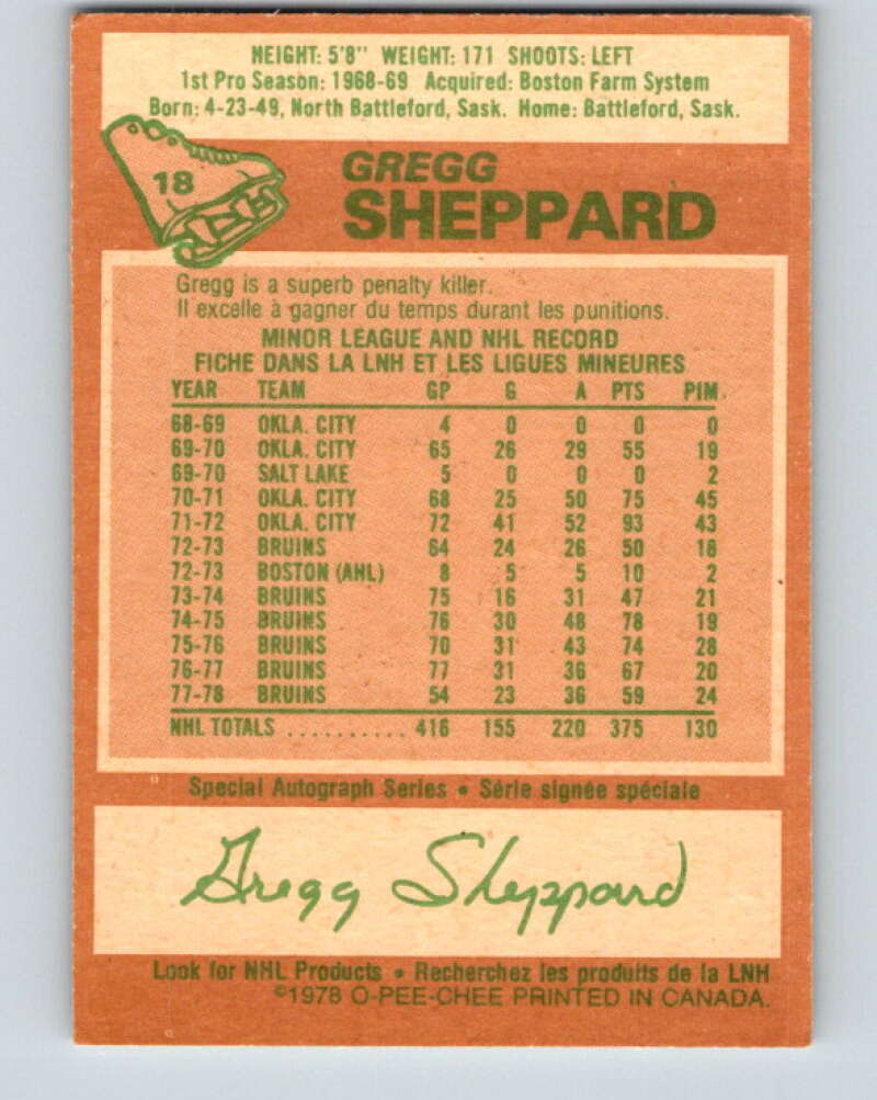 1978-79 O-Pee-Chee #18 Gregg Sheppard  Pittsburgh Penguins  V21020