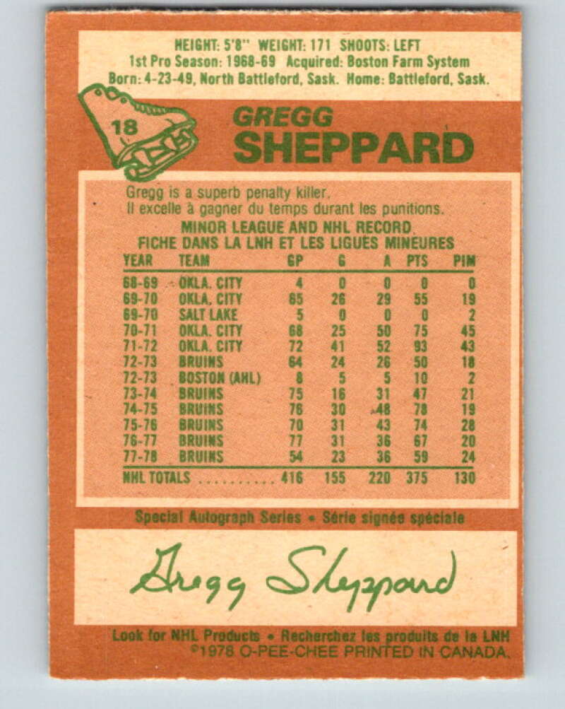 1978-79 O-Pee-Chee #18 Gregg Sheppard  Pittsburgh Penguins  V21022