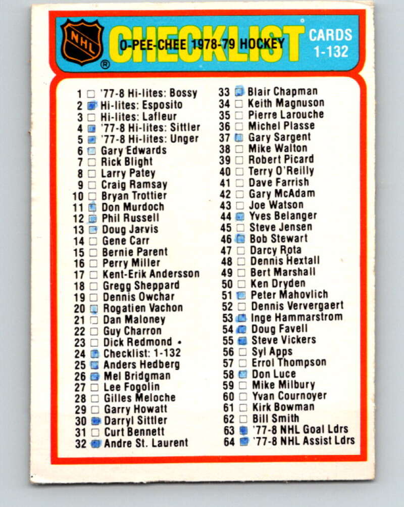 1978-79 O-Pee-Chee #24 Checklist   V21118