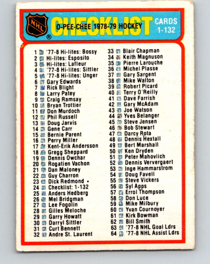 1978-79 O-Pee-Chee #24 Checklist   V21120